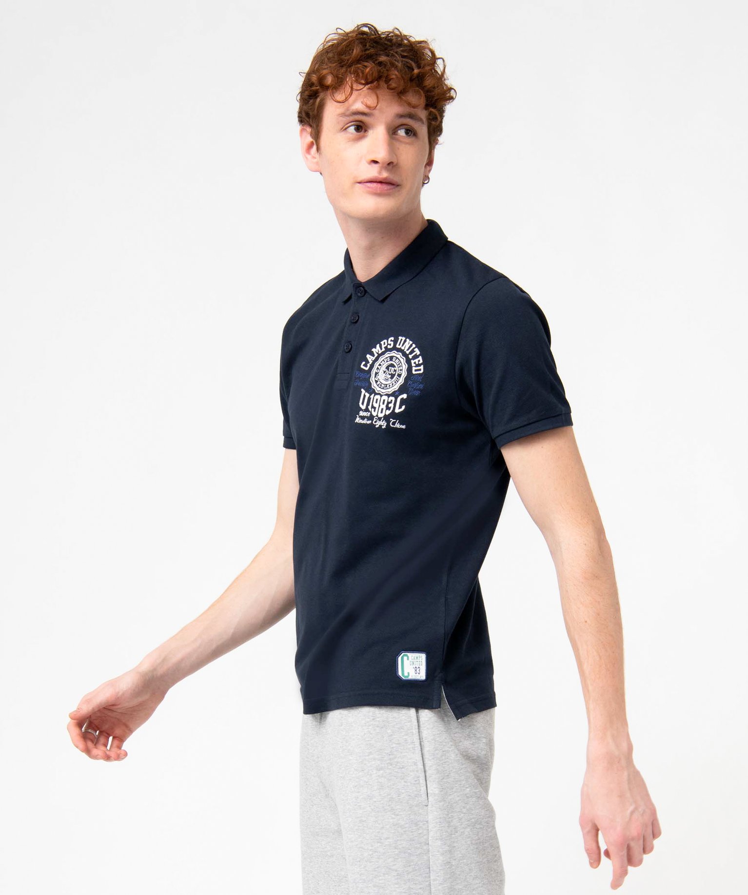 Polo homme en maille piquée à broderie - Camps United bleu fonce | GEMO
