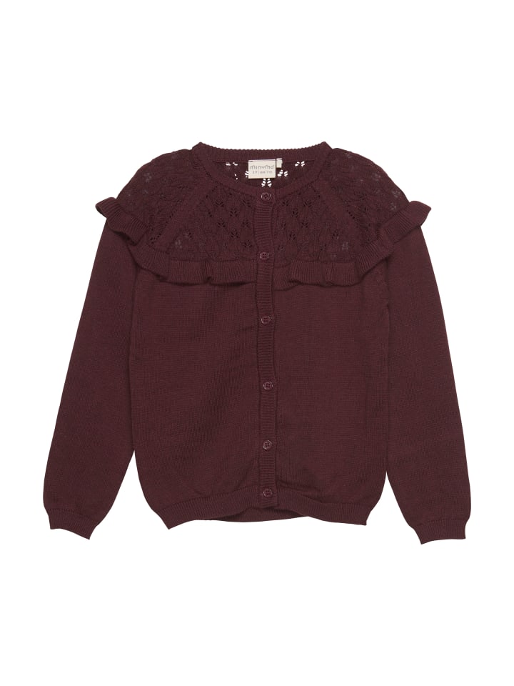 Minymo Strickjacke MICardigan Knit - 123319 KW Strickjacke mit Raffungen in Rot günstig kaufen