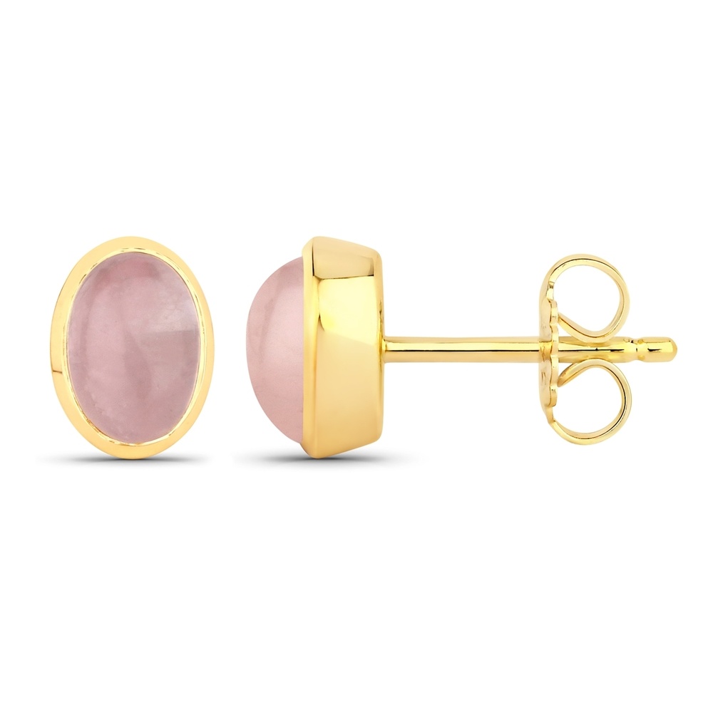 Rafaela Donata Boucles doreilles Argent sterling Quartz rose en Or jaune Bijoux