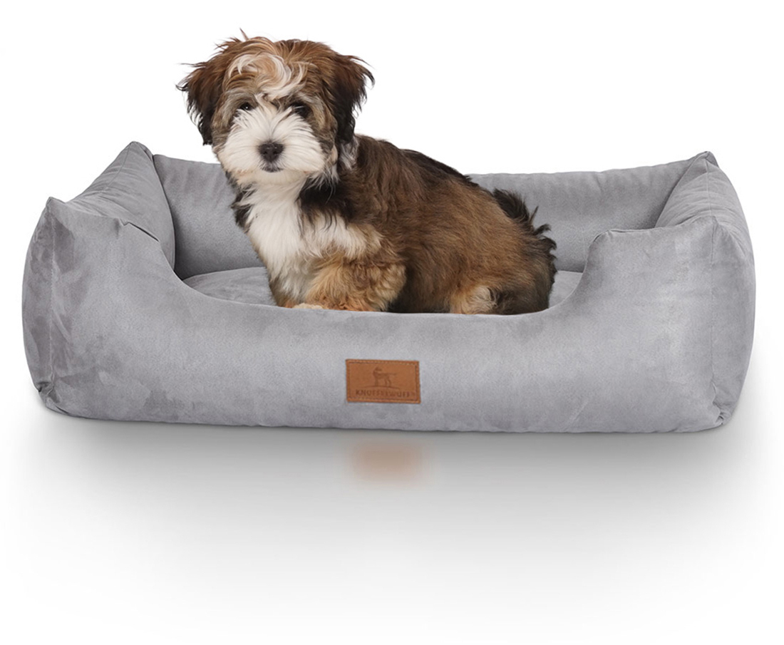 Knuffelwuff Hundebetten Knuffelwuff Hundebett Dreamline aus Velours grau M-L