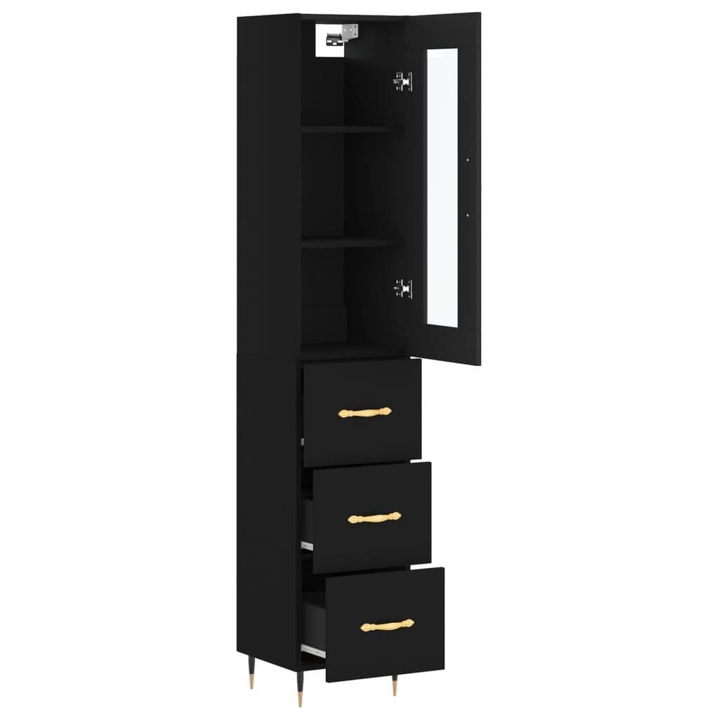 vidaXL Anrichte Highboard Schwarz 34,5x34x180 cm Holzwerkstoff Glas Vitrine