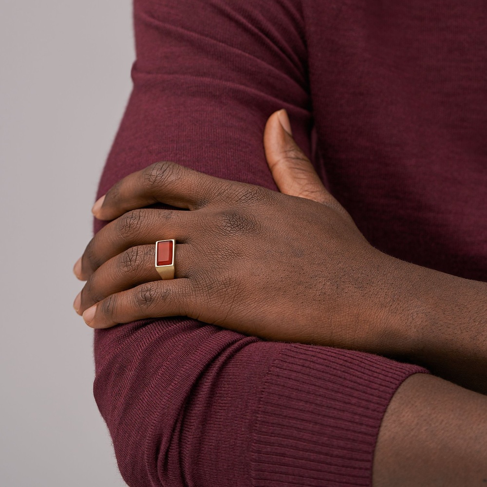 Fossil Bague pour hommes Acier inoxydable or Bague