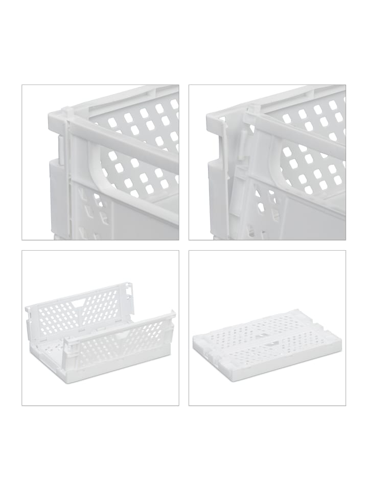 relaxdays 2 x Klappbox in Weiß - (B)25 x (H)10 x (T)16,5 cm günstig kaufen onesize