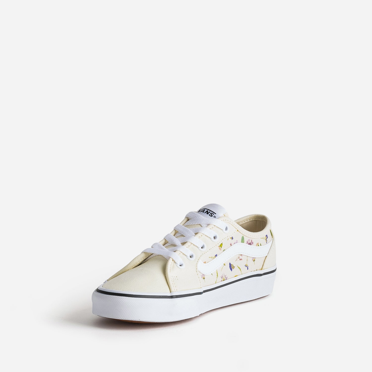 Tennis VANS jaune pâle en toile à empiècements fleuris