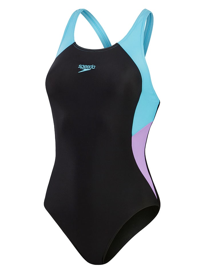 Speedo Badeanzug in Schwarz/ Lila/ Hellblau günstig kaufen