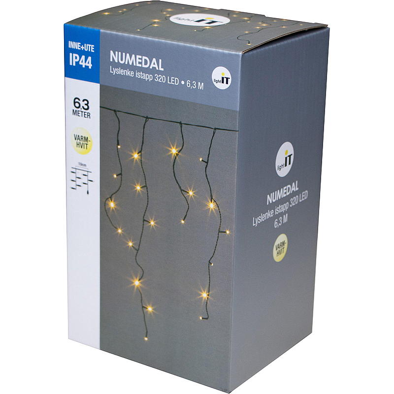 Home Lyslenke 320 LED Istappper, varmhvit, Numedal