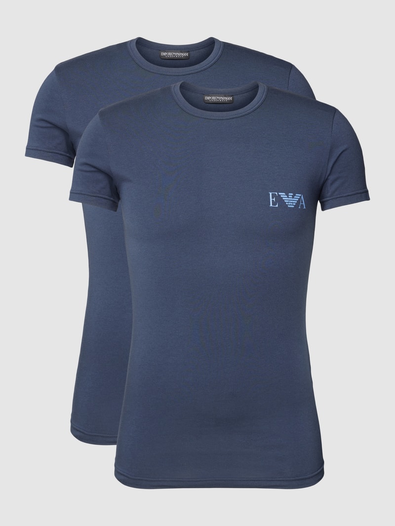 T-Shirt mit Label-Print in marineblau