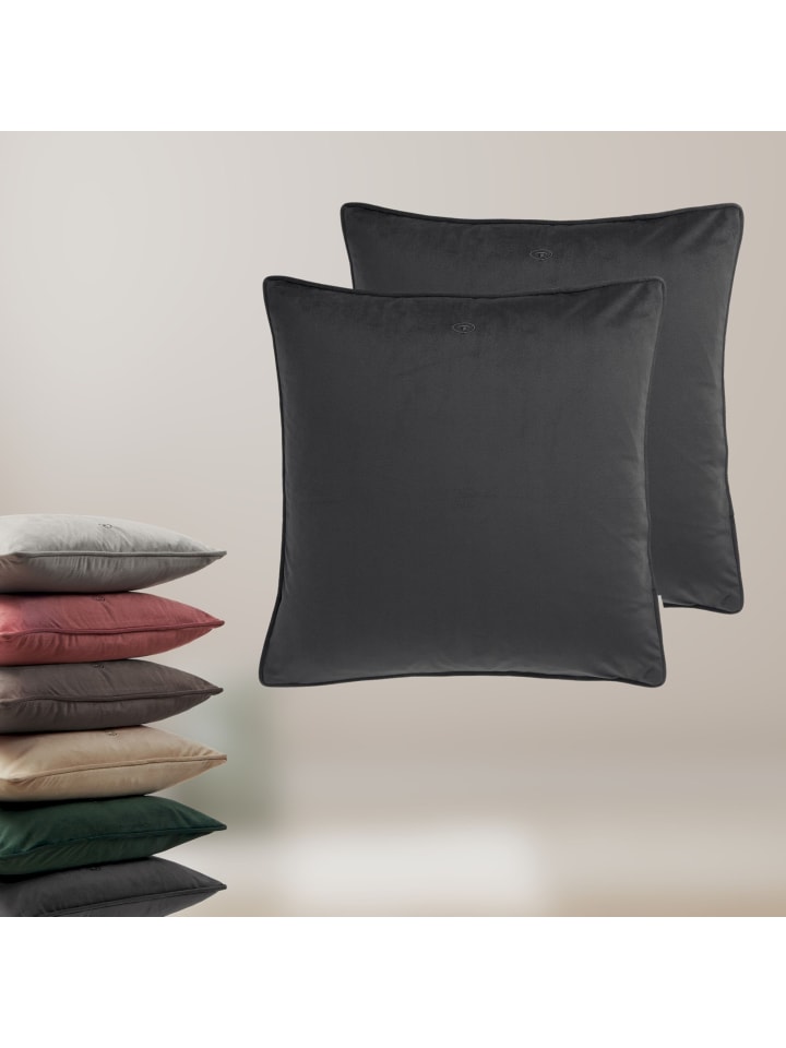 Tom Tailor TT Kissenhülle 2er Set VelvetSignature 45 x 45 cm in Anthrazit günstig kaufen 45 x 45 cm