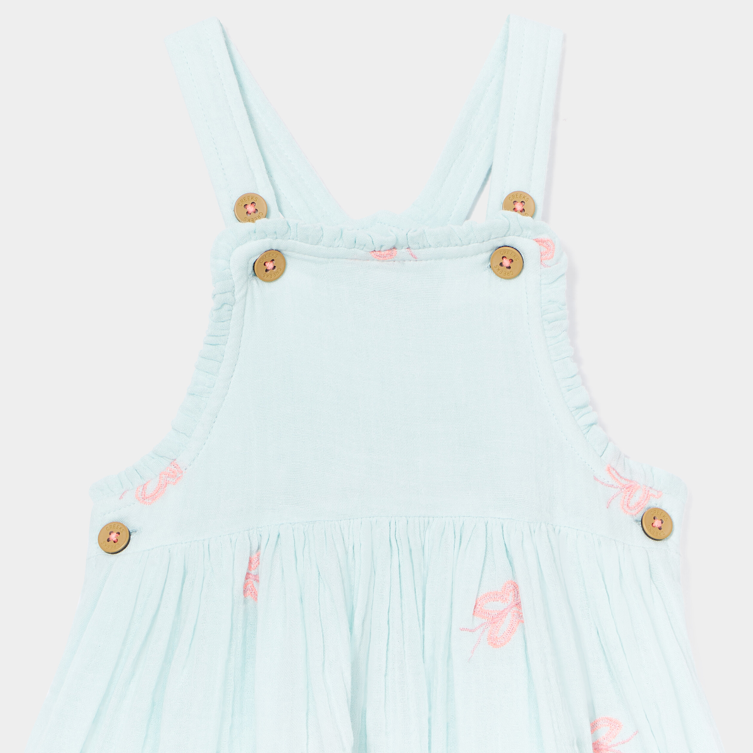 Robe évasée brodée à bretelles vert turquoise bébé fille | La Halle