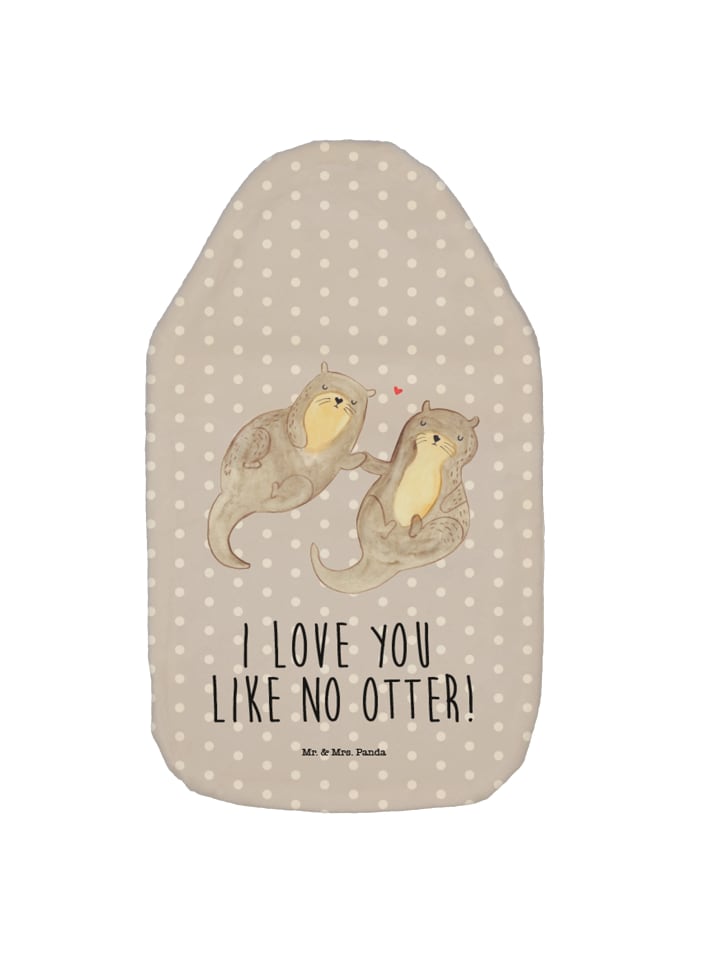 Mr. & Mrs. Panda Wärmflasche Otter Hände halten mit Spruch in Grau Pastell günstig kaufen onesize