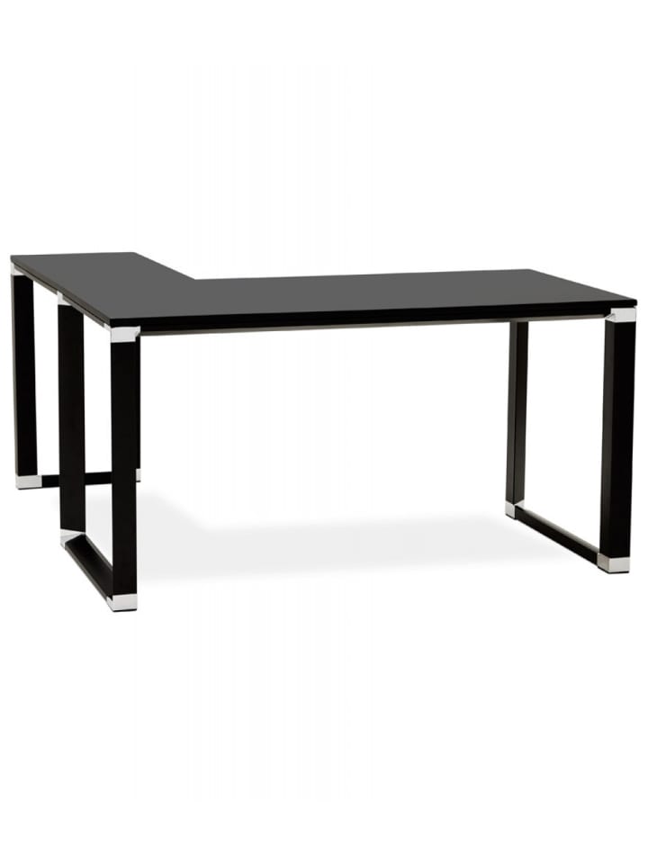 KADIMA DESIGN Eckschreibtisch Industriedesign Holz Metall | Schwarzes Modell in Schwarz günstig kaufen