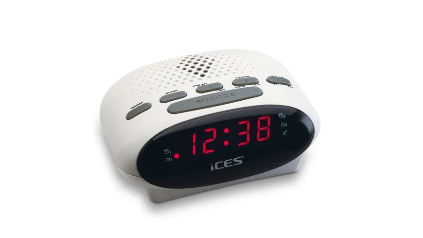 Ices ICR-210 White - FM Uhrenradio, Weiss
