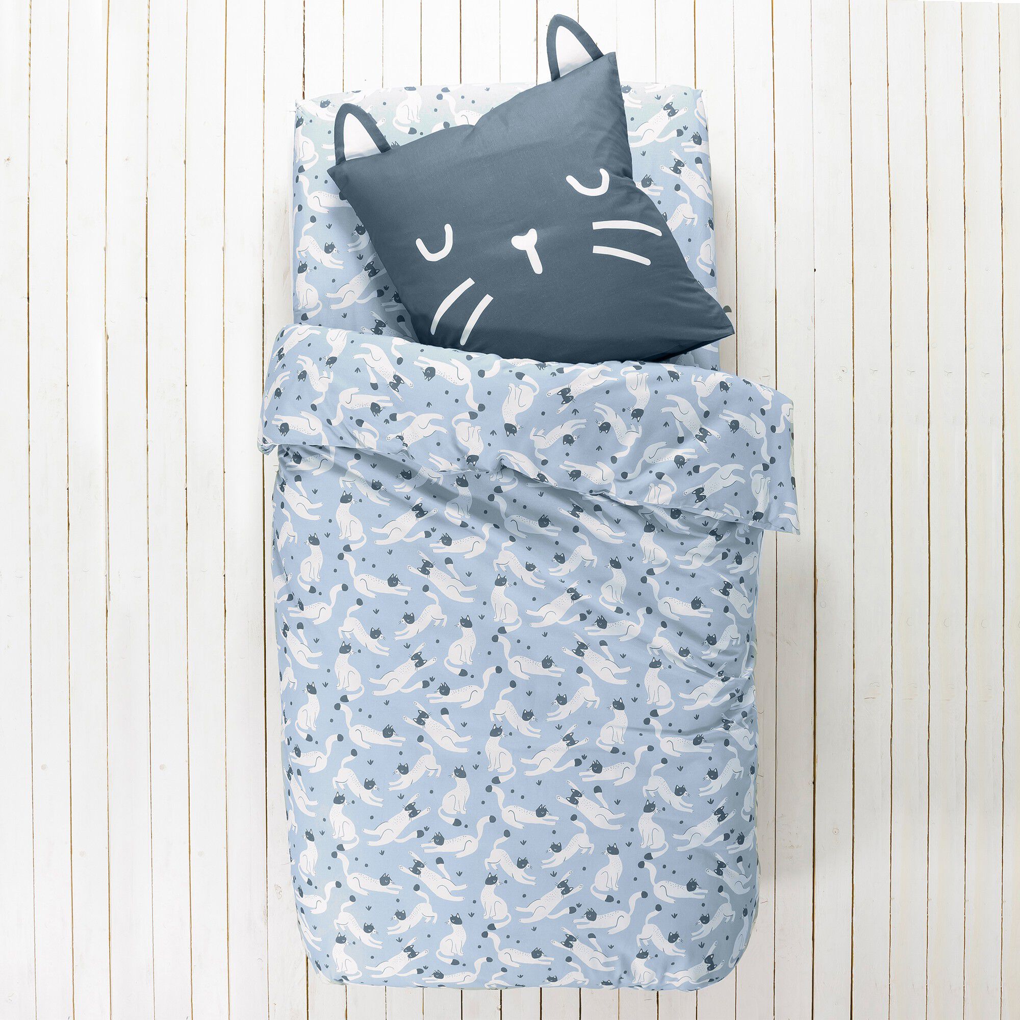 Linge de lit enfant imprimé chats Miaou 1 personne