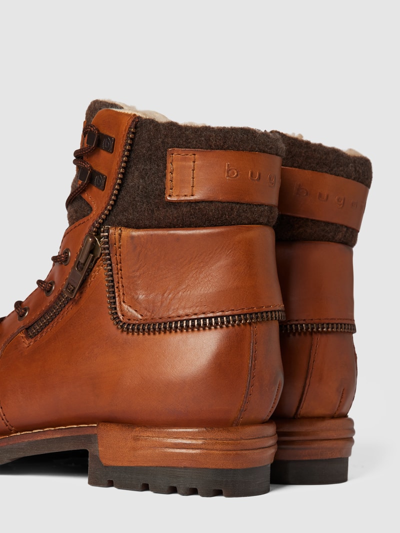 Schnürboots mit Label-Details Modell 'Sentra' in cognac