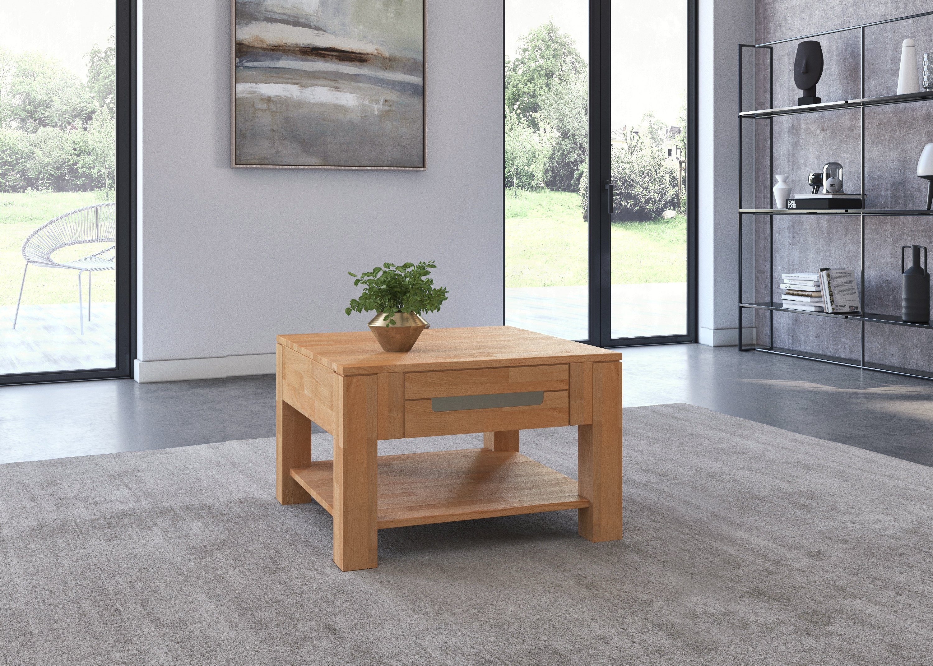 Woltra Couchtisch Kolding, Massivholz mit Schublade