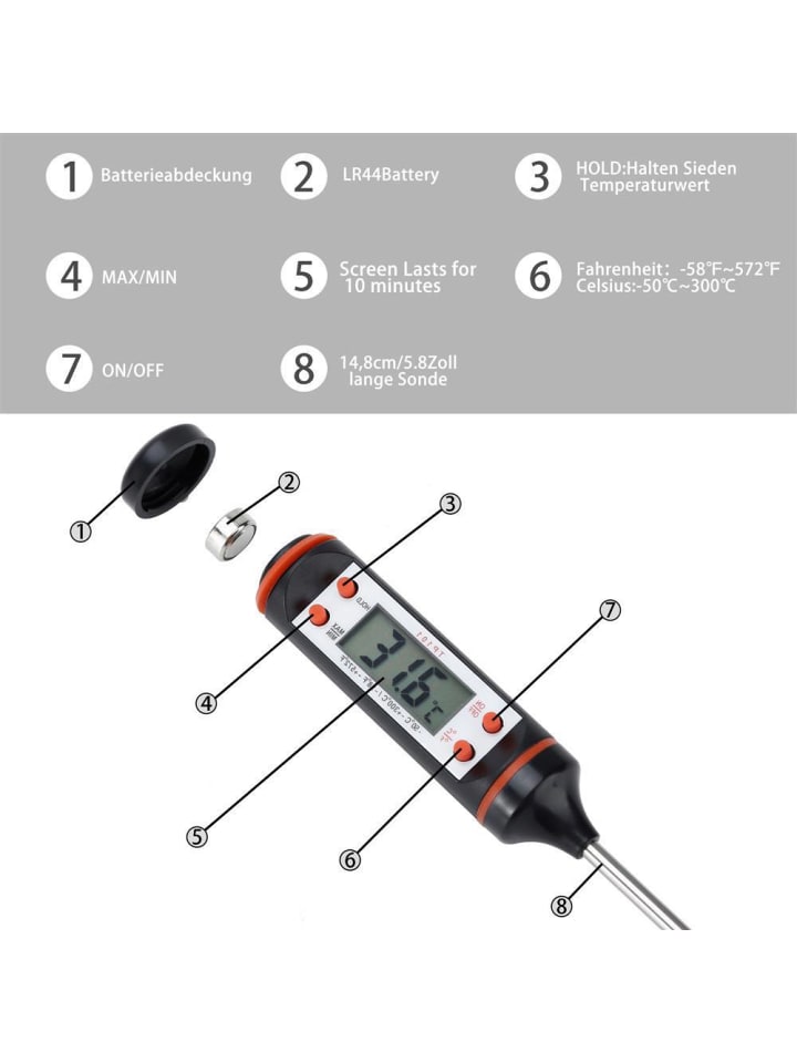 Intirilife Elektronisches Thermometer in SCHWARZ günstig kaufen onesize