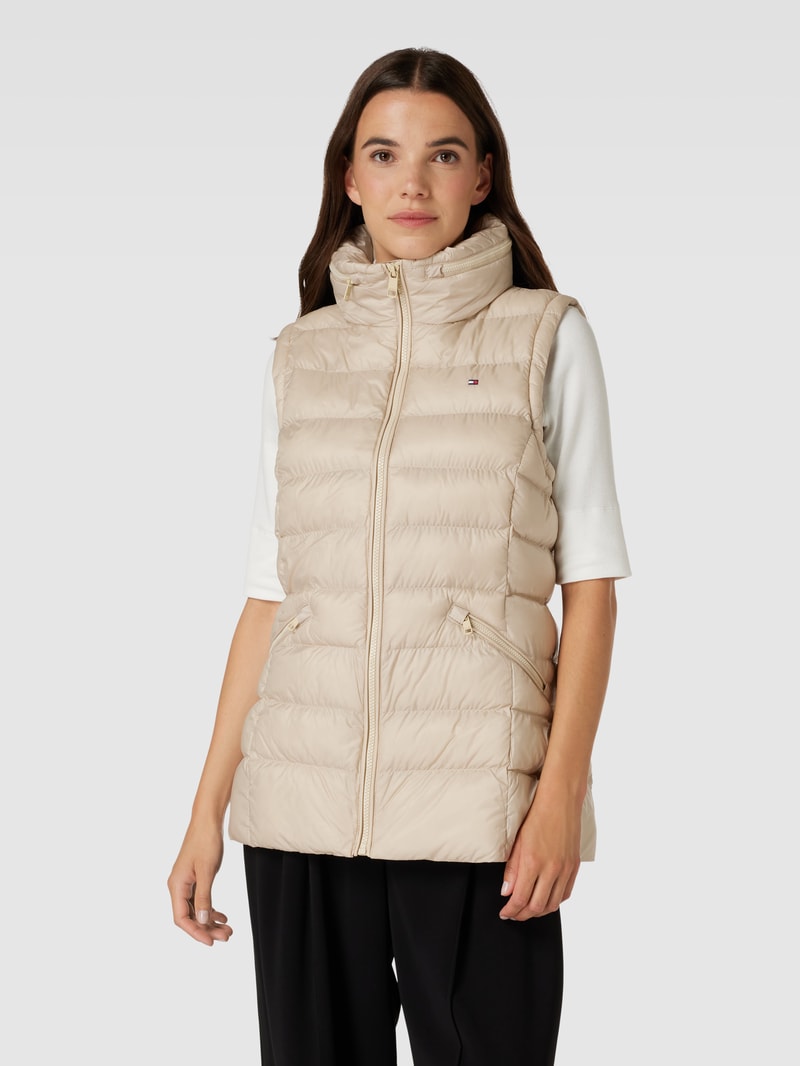 Steppweste mit Label-Stitching in beige