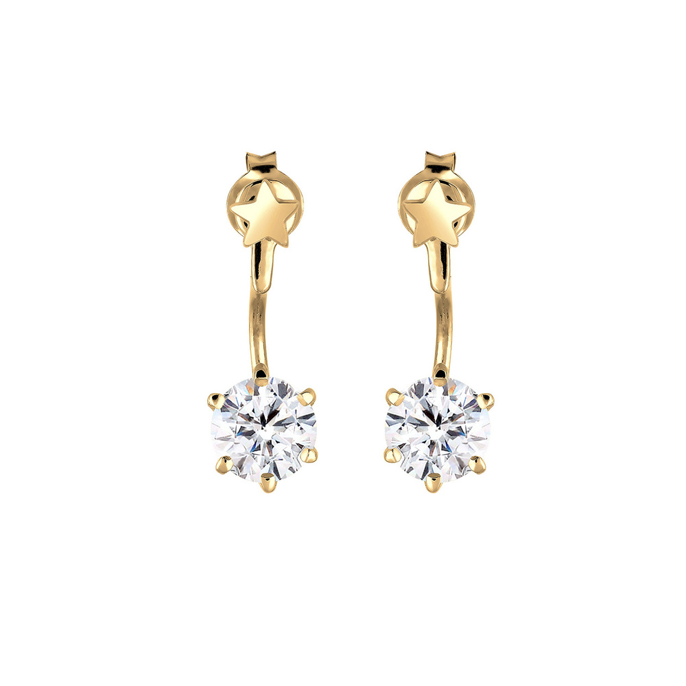 Elli Elli Boucles d'Oreilles Front-Back Sterne Kristalle 925 Silber Boucles d'oreilles