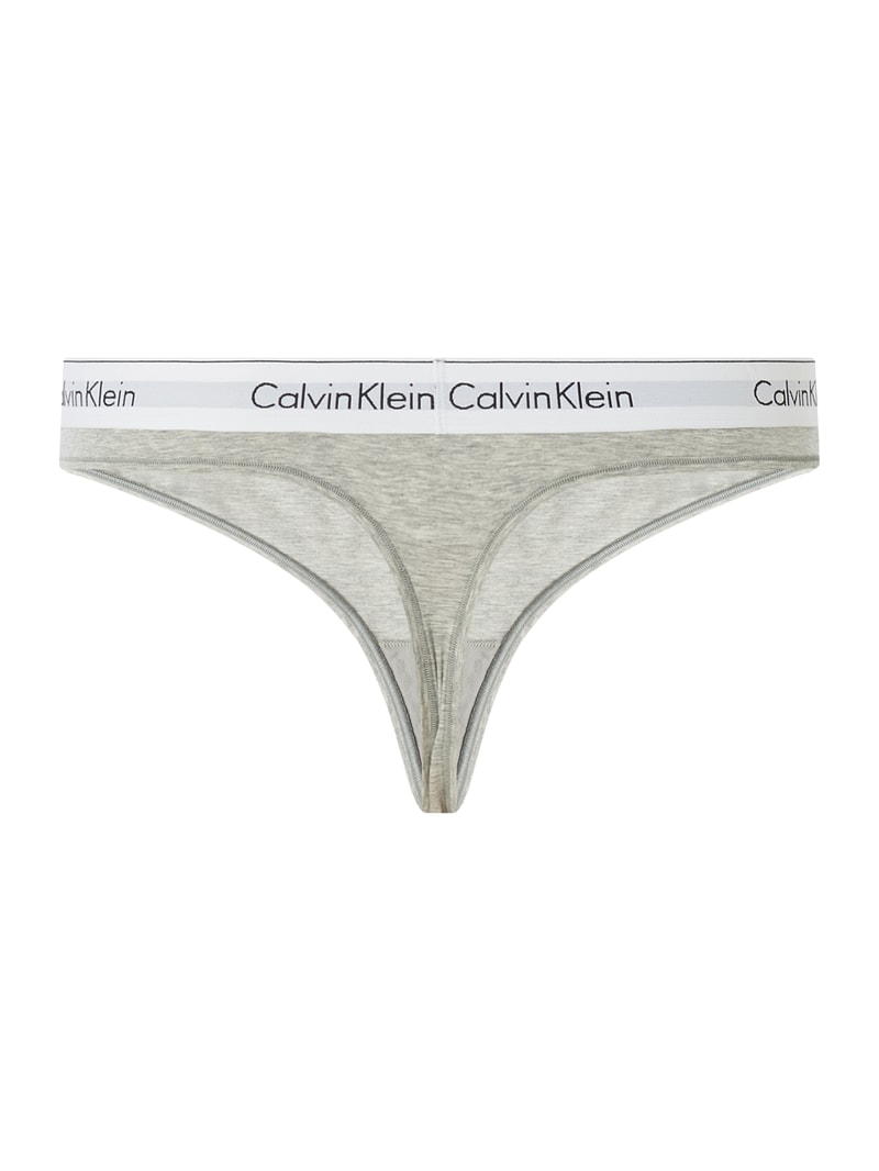 PLUS SIZE String mit elastischem Logo-Bund in mittelgrau