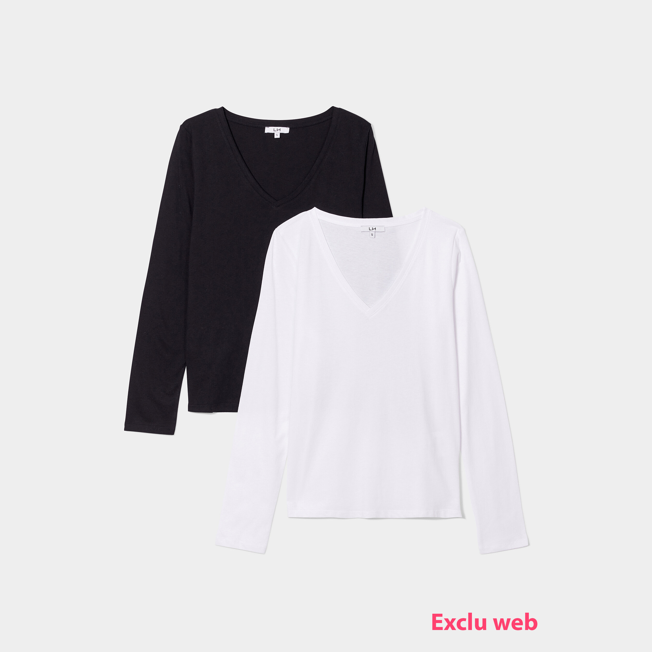 Lot 2 t-shirts manches longues coton noir femme | La Halle