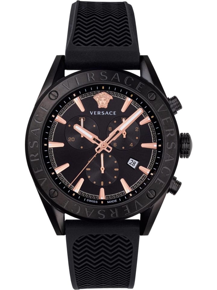 Versace Schweizer Uhr V-Chrono schwarz in schwarz günstig kaufen onesize