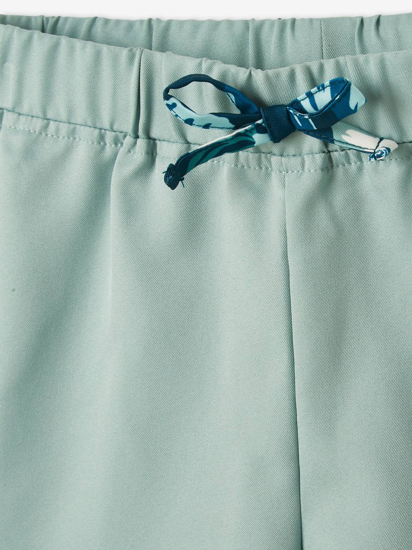 Short de sport technique bandes motifs fleurs fille light sauge