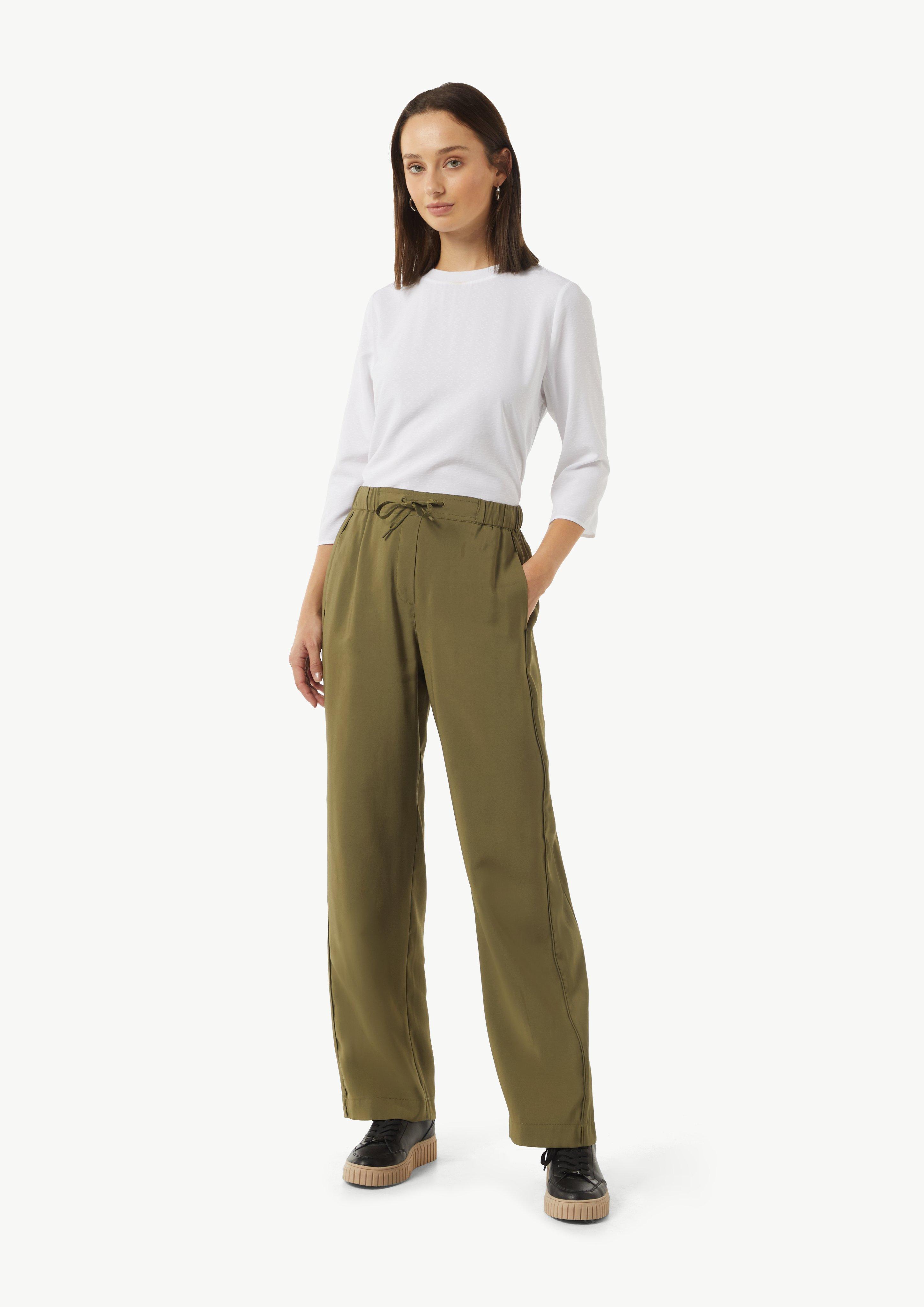 Hose mit weitem Bein und Paspeldetail - guacamole