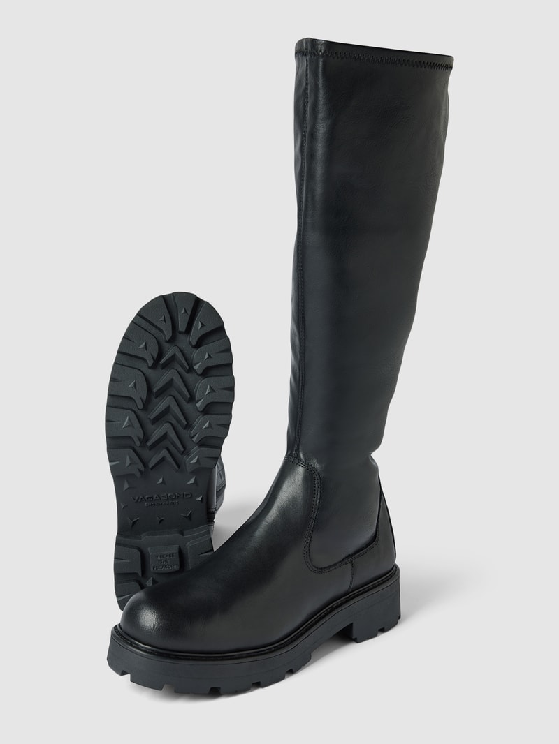 Stiefel aus Leder-Mix in schwarz