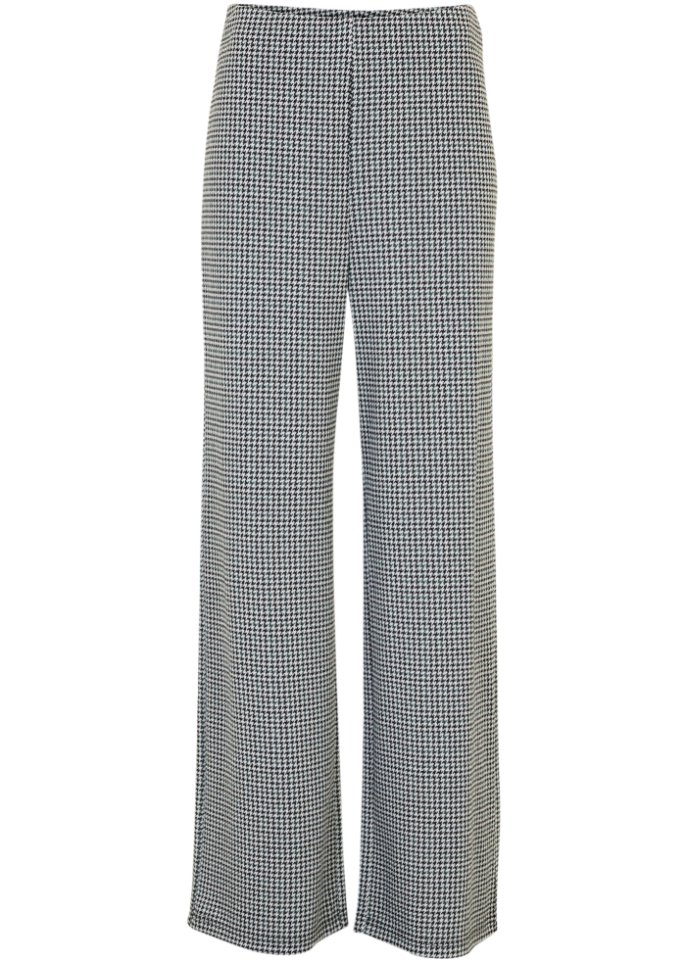 Karierte Jersey-Hose mit Schlitz