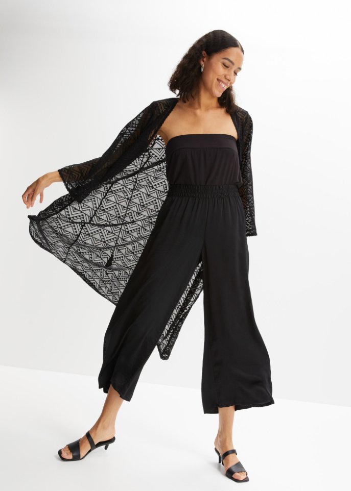 Longjacke in Crochet-Optik