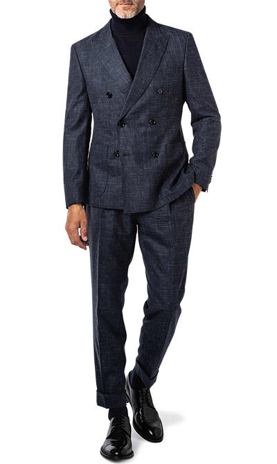 BOSS Black, Anzug, Slim Fit, Schurwolle, dunkelblau meliert