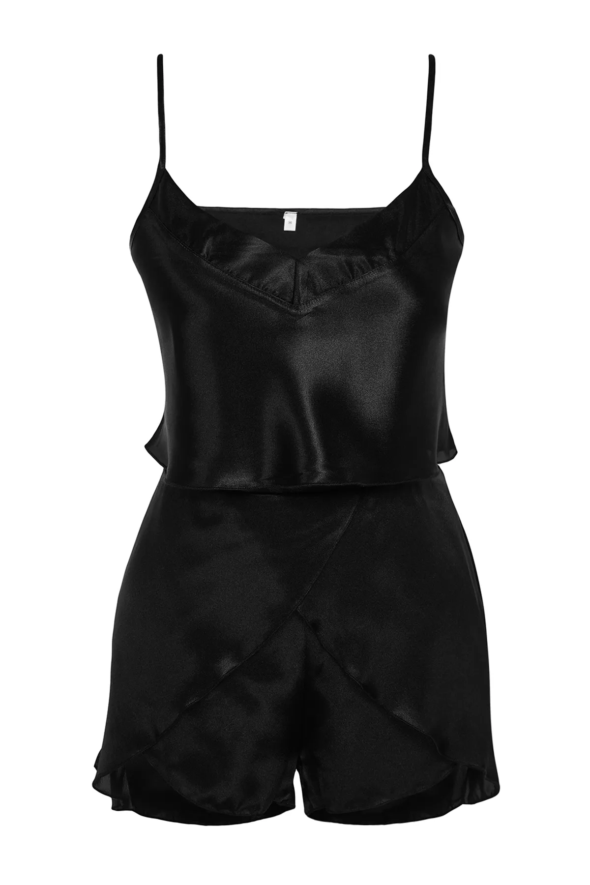 Trendyol Collection  Schwarzes Pyjama-Set aus gewebten Athleten-Shorts aus Satin THMSS23PT00097