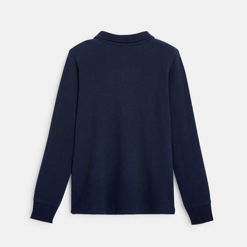 Polo manches longues bleu garçon