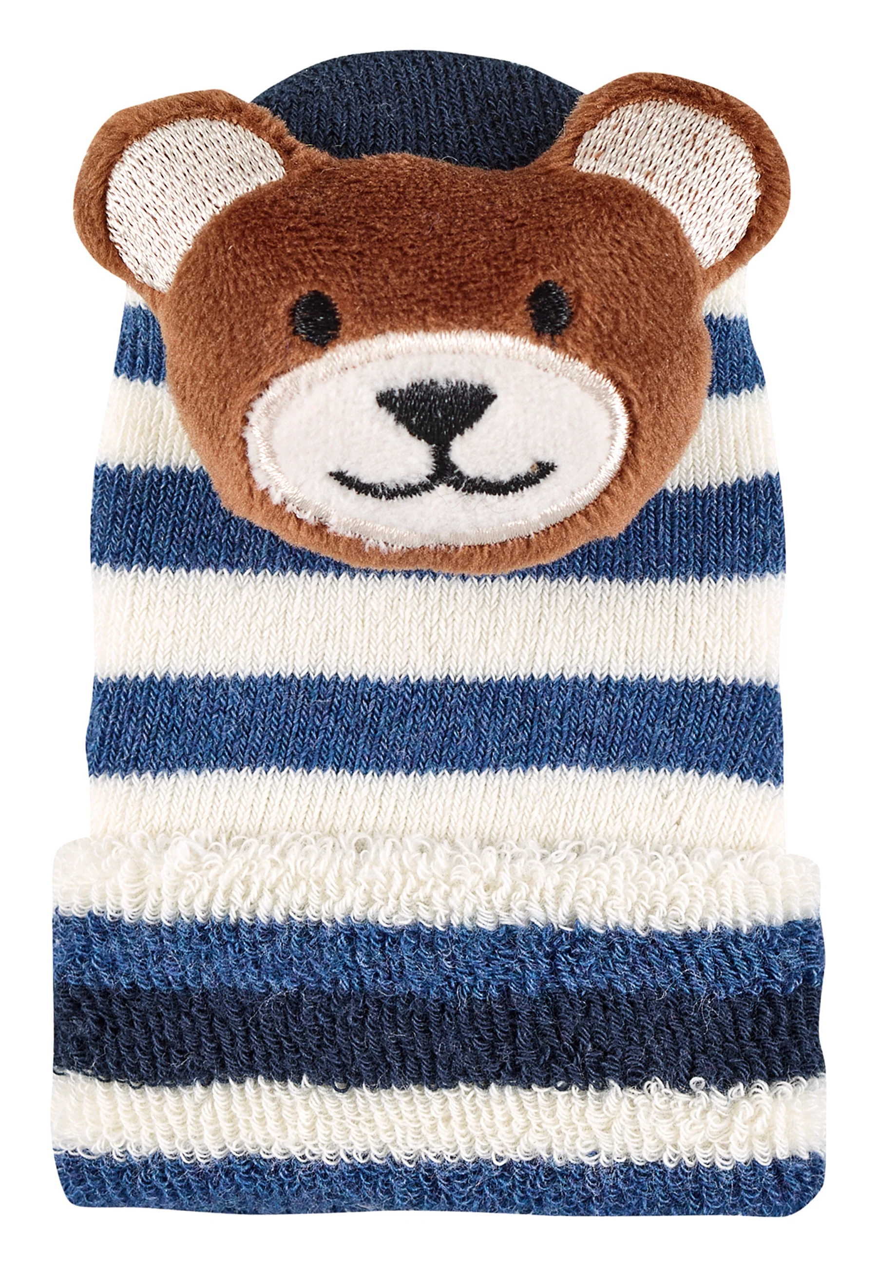 Baby-Rasselsocken aus Vollplüsch; Motiv Bär