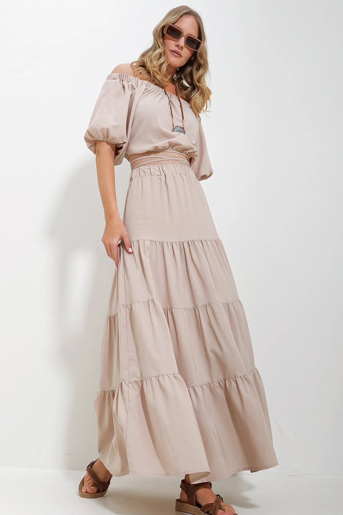 Trend Alaçatı Stili  Zweiteiler - Beige - Regular Fit