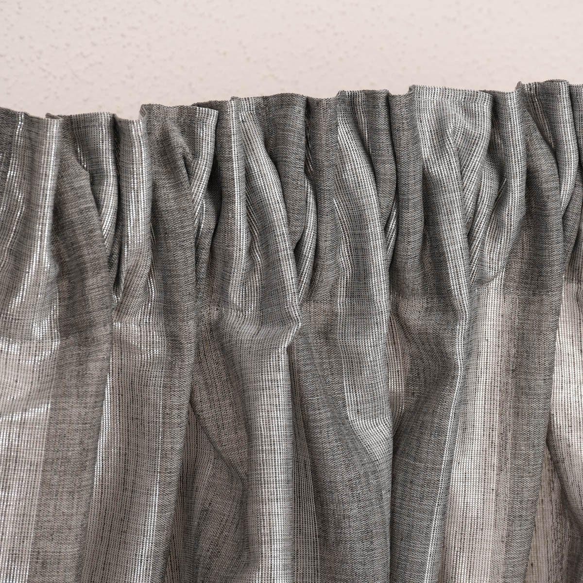 Meterware Rasch Textil Stores Shine Längsstreifen Leinenstruktur grau silber 30, halbtransparent, Kunstfaser, überbreit