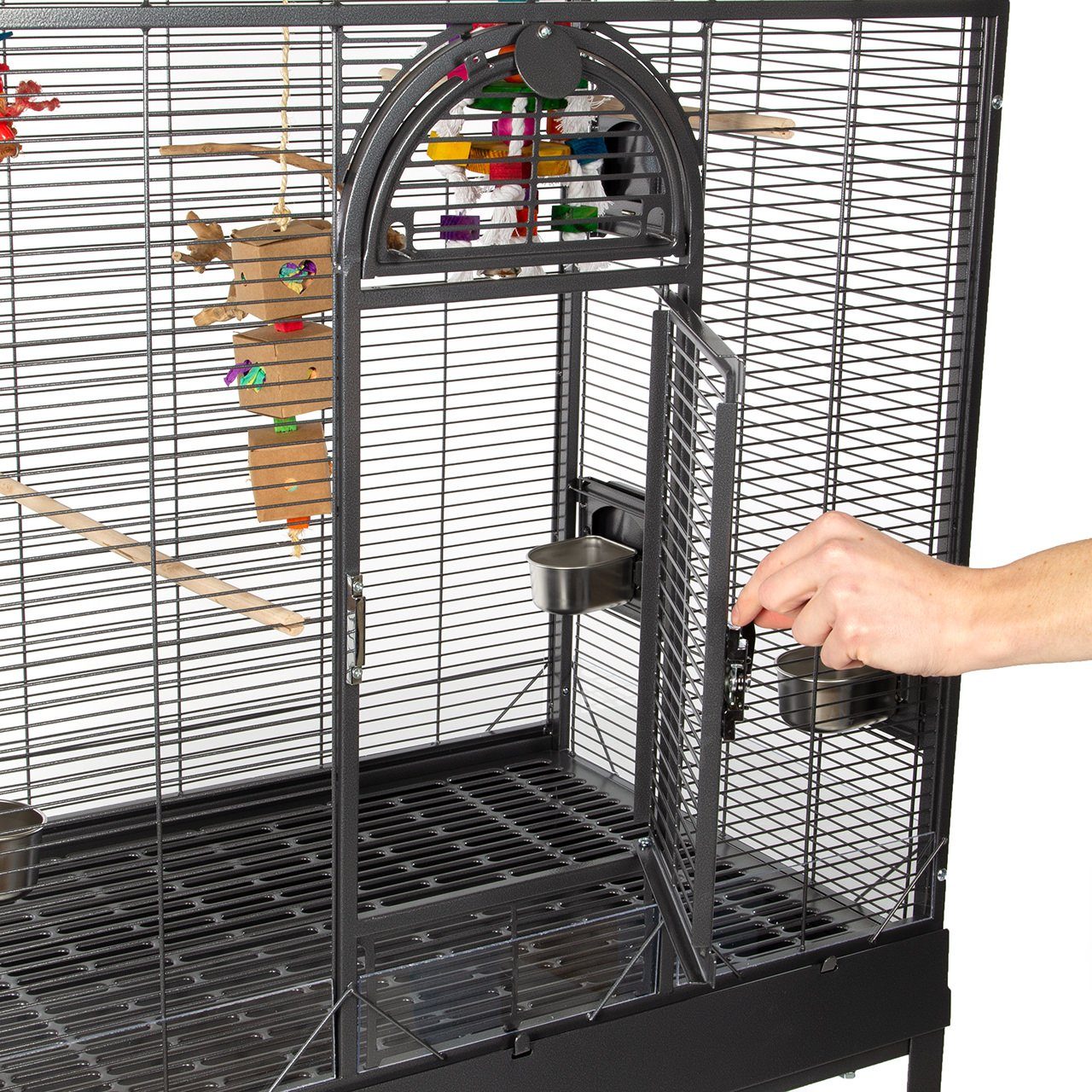 Montana Cages Vogelkäfig Madeira II - Antik, Sittichkäfig, Käfig, Voliere für Sittiche waagerechte Verdrahtung & Anflugklappe