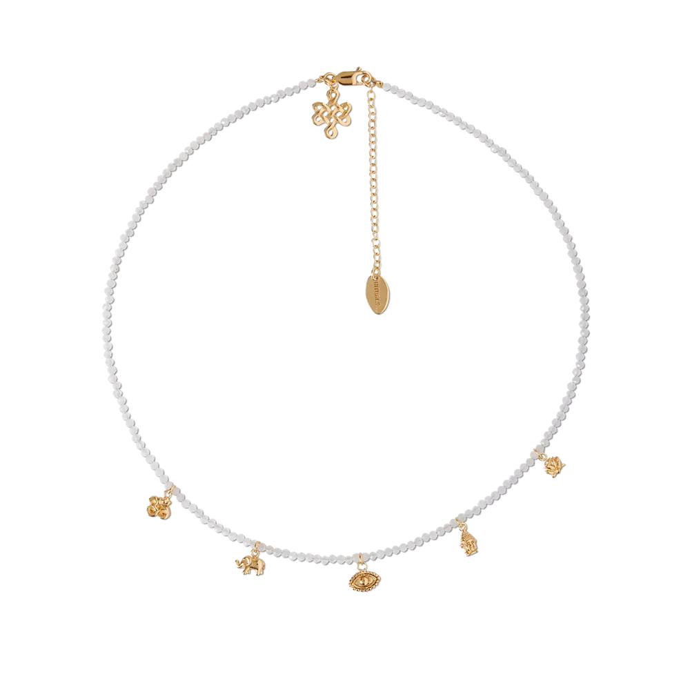 Collier pendentif House of Rituals plaqué or avec pierre précieuse