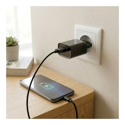 NETSTROOMLADER 2,4A   1M USB-C-KABEL Zwart