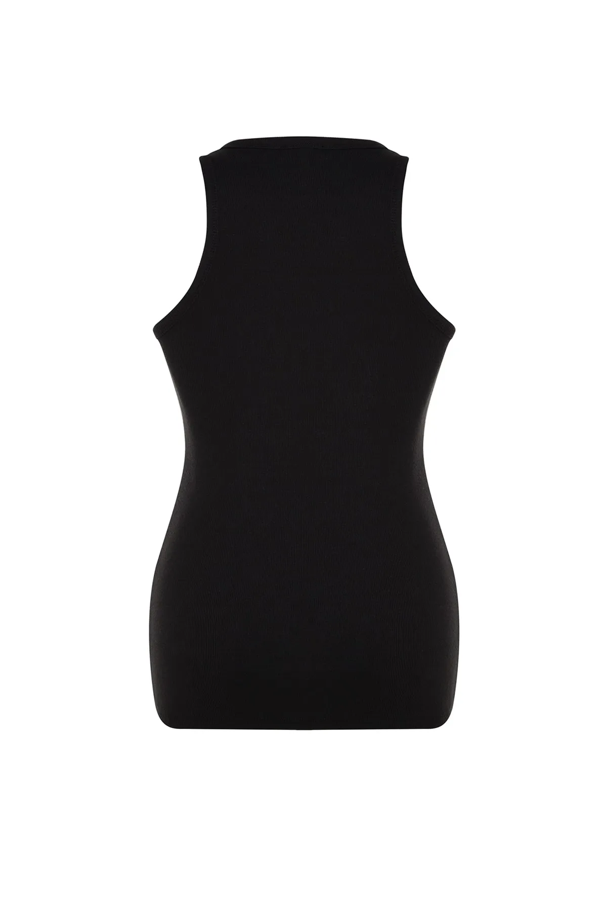 Trendyol Curve  Schwarzes Basic-Strick-Tanktop mit Neckholder-Kragen TBBSS23CV00001