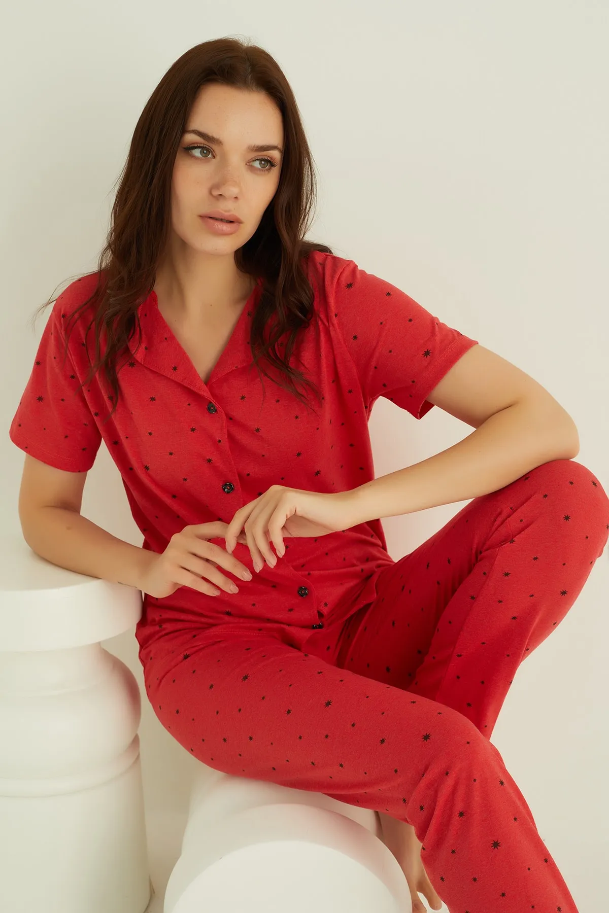 ELİTOL  Pyjama-Set aus Baumwolle mit Knöpfen