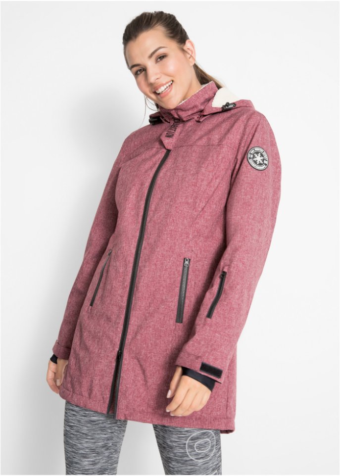Wasserdichte Funktions-Outdoor-Longjacke mit Teddyfleece
