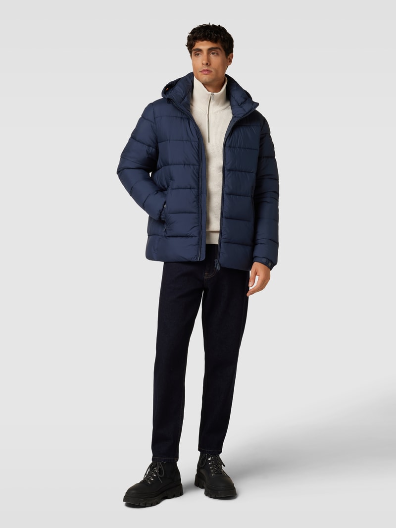 Steppjacke mit Label-Detail Modell 'BORIS' in marineblau