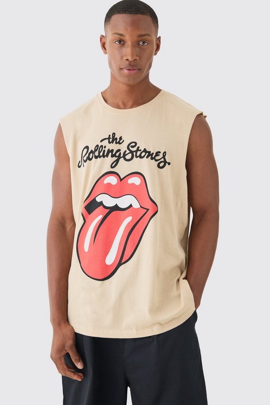 Oversize Tanktop mit Rolling Stones Print