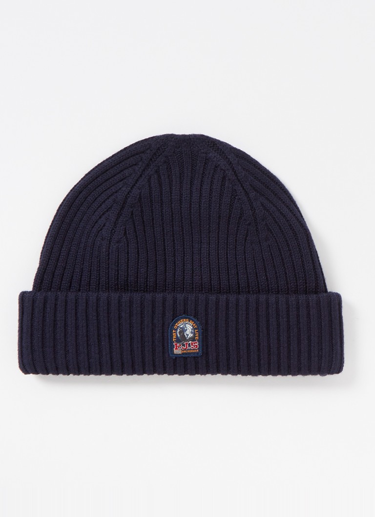 Czapka Parajumpers z prążkowanej mieszanki wełny z logo