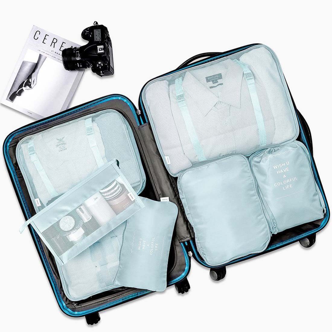 YANN Aufbewahrungstasche 7-teiliges tragbares Reise-Aufbewahrungstaschen-Set. (7-teiliges Reise-verdicktes Koffer-Kleidungsklassifizierungs-Aufbewahrungstaschen-Set, 7-tlg)
