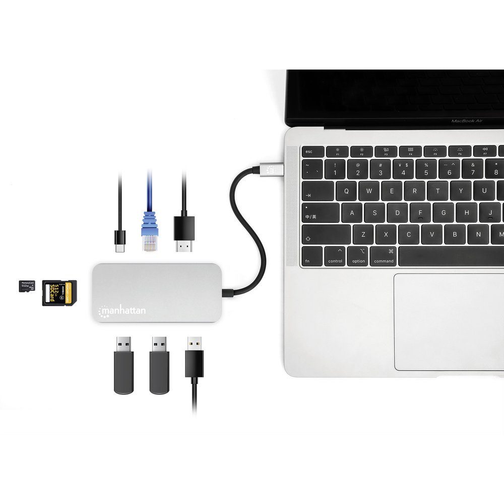 MANHATTAN Laptop-Dockingstation Manhattan 130615 USB-C® Dockingstation USB-C® Power Delivery