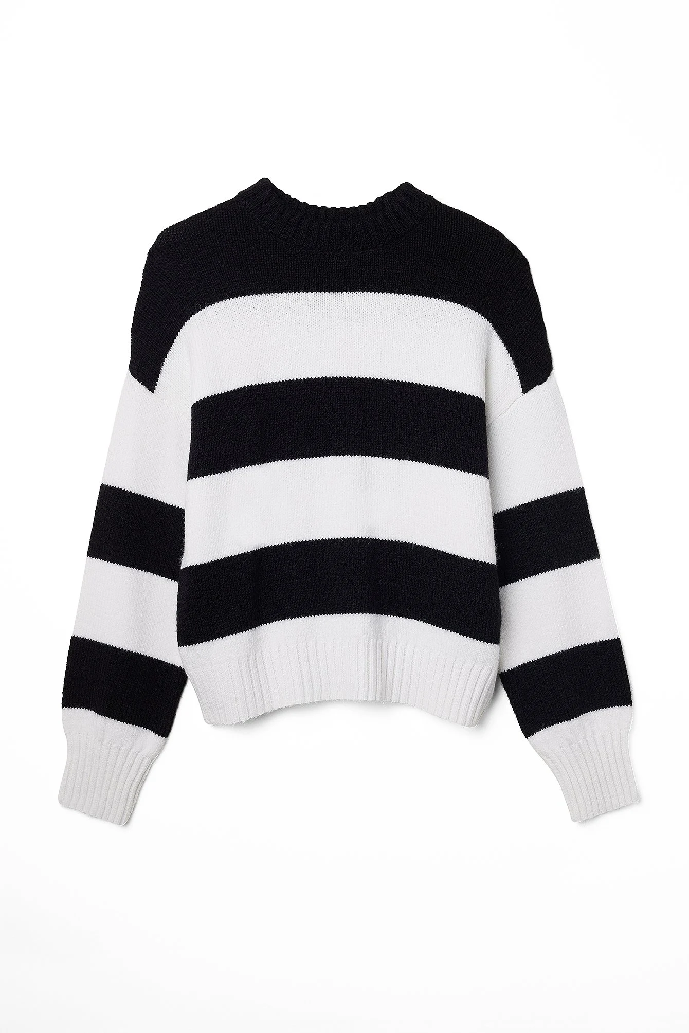 Gestreifter Strickpullover mit rundem Halsausschnitt