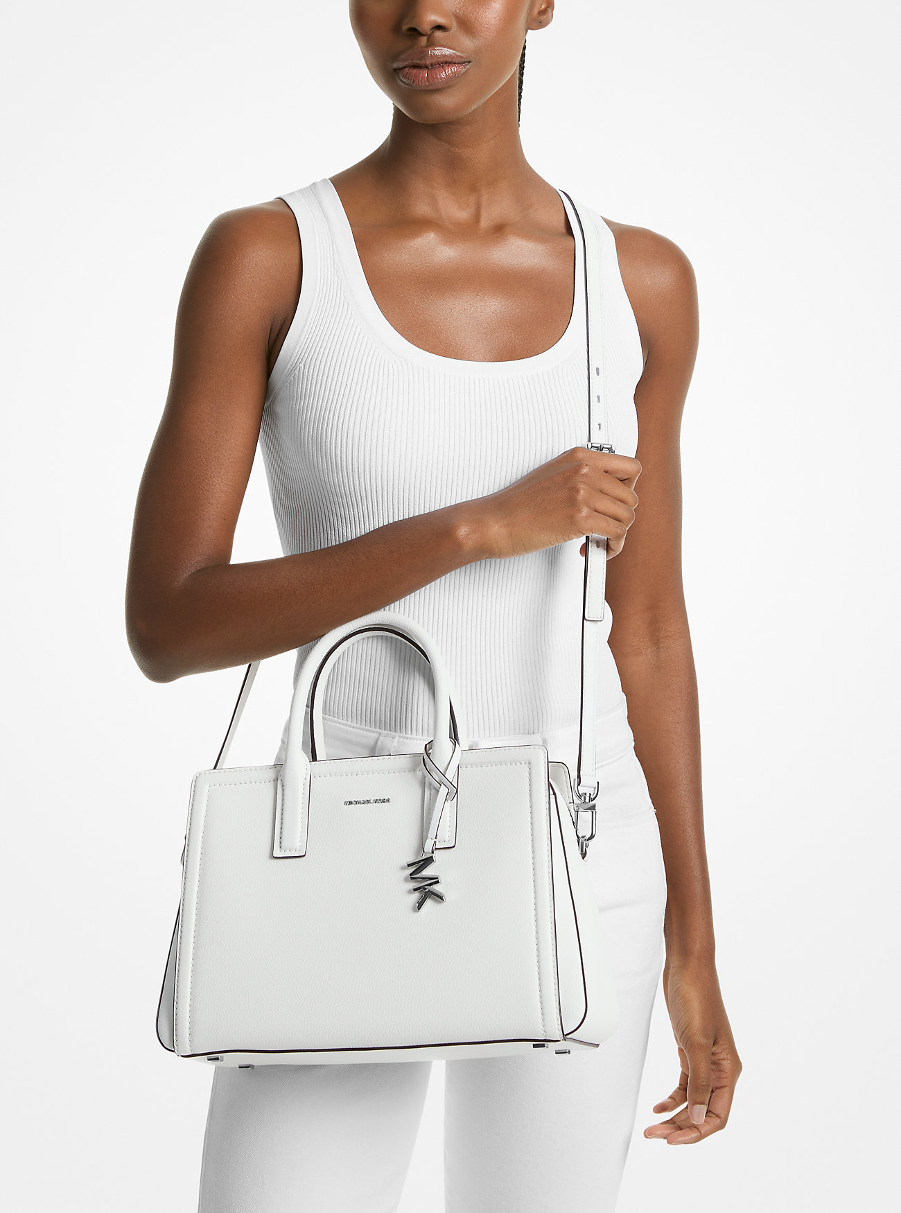 Borsa a mano media Laila in pelle - BIANCO OTTICO