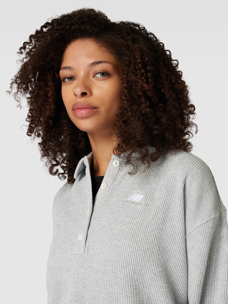 Longsleeve mit Strukturmuster in hellgrau meliert